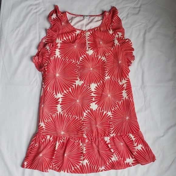 J.Crew Red Floral Flutter Sleeve Dress - Picture 1 of 5